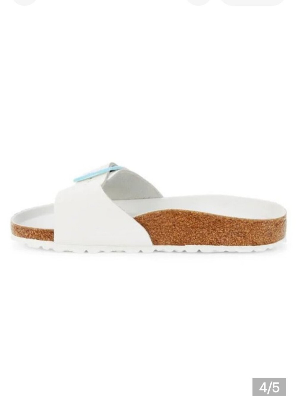 Birkenstock Madrid White Slide Sandal with Iridescent Buckle Size 7.5 - Picture 3 of 9